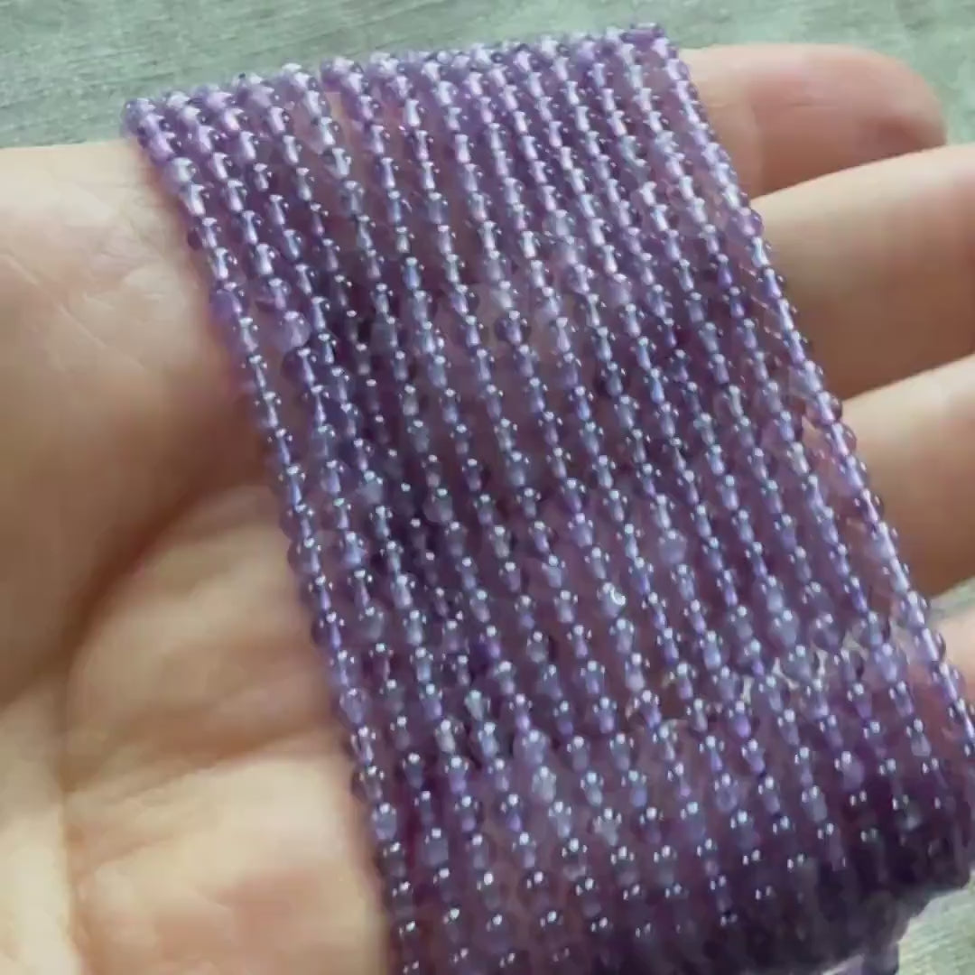2.5mm 3mm AAA Amethyst Beads Smooth Beads 15" Purple Natural Amethyst Gemstone Beads Beading Crafter Gift February Birthstone