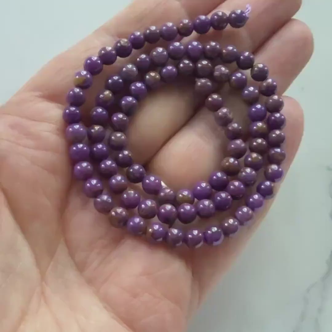 4mm 5mm Phosphosiderite Beads Smooth Phosphosiderite Small Round Beads 15" Gemstone Beads Beading Crafter Gift DIY Jewelry Making