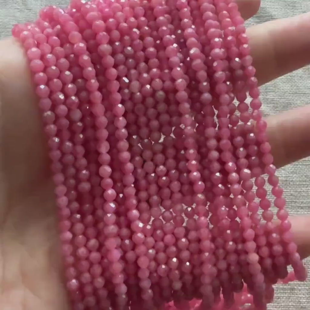 3mm AAA Rhodonite Beads Faceted 15" Pink Genuine Gemstone Beads for Jewelry Making Beading Craft Gift Beads Self-Love Abundance