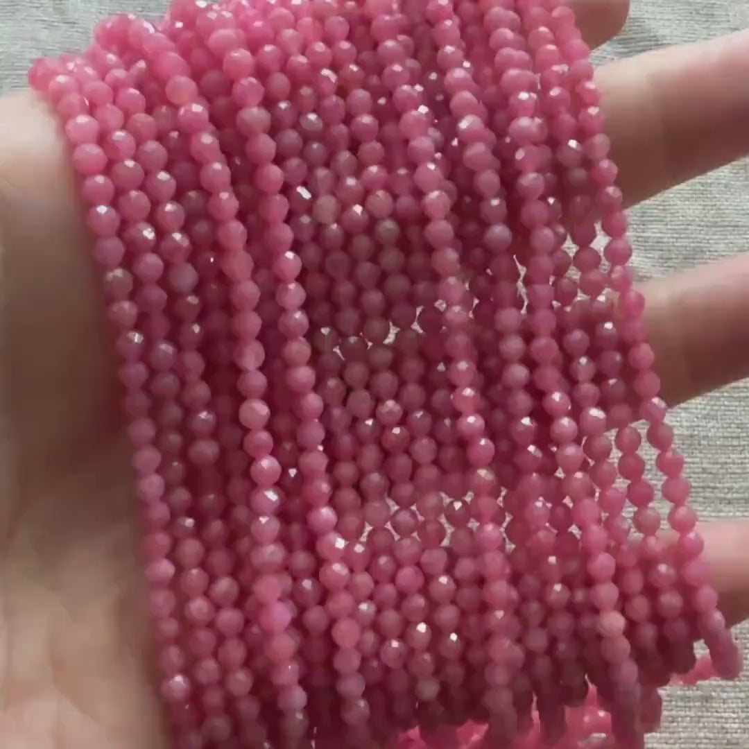3mm AAA Rhodonite Beads Faceted 15" Pink Genuine Gemstone Beads for Jewelry Making Beading Craft Gift Beads Self-Love Abundance