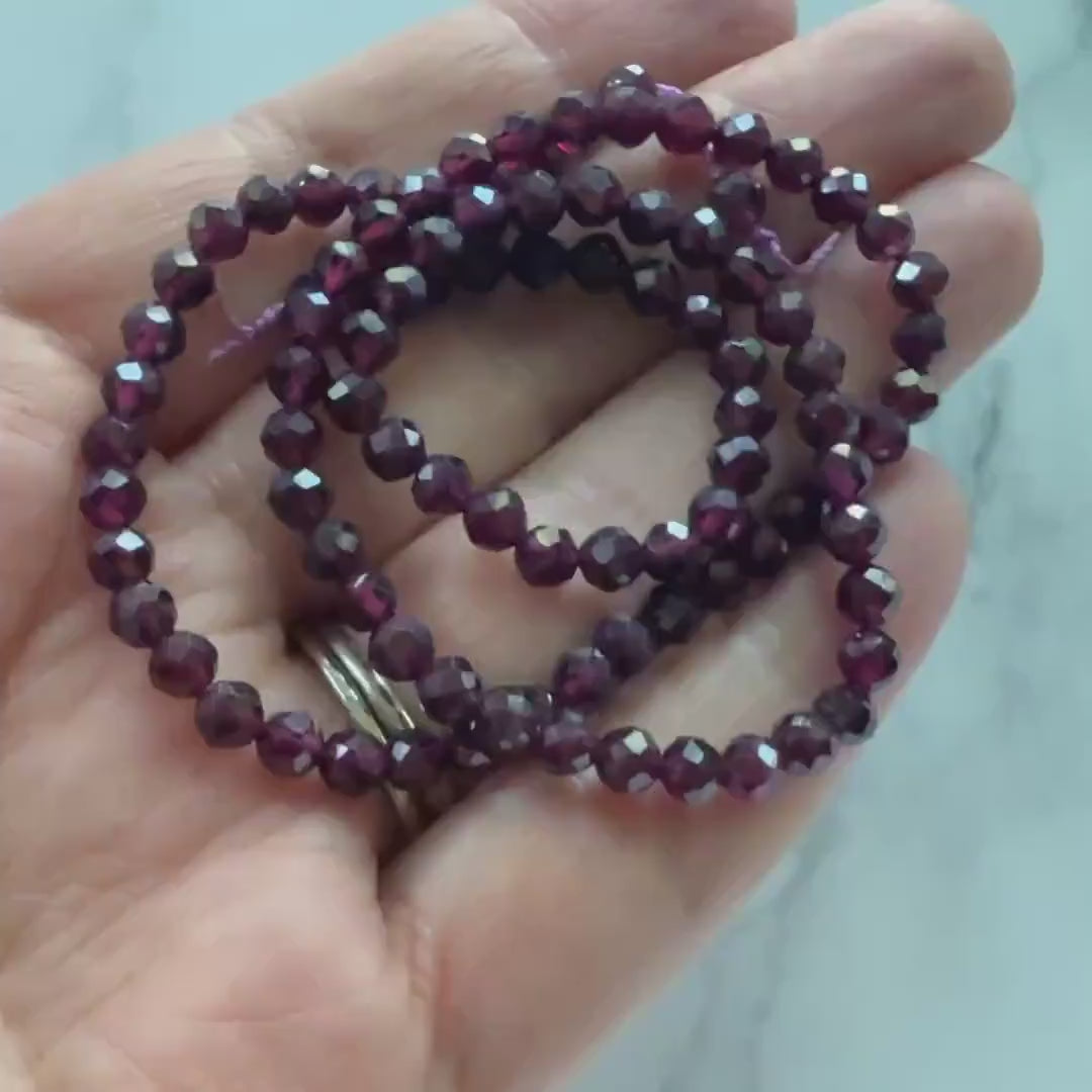 4mm AAA Rhodolite Garnet Beads Faceted Beads 15" Natural Purple Garnet Gemstone Beads Beading Crafter Gift January Birthstone