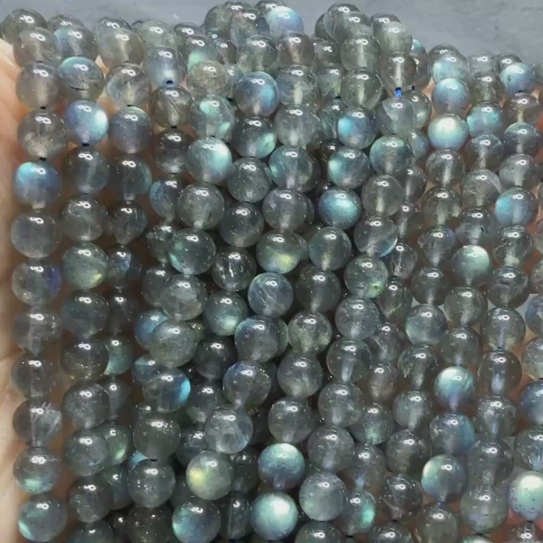 6.5mm AAA Labradorite Smooth Beads Genuine Blue Flash Beads 15" Gemstone Beads for DIY Jewelry Making Crafter Gift