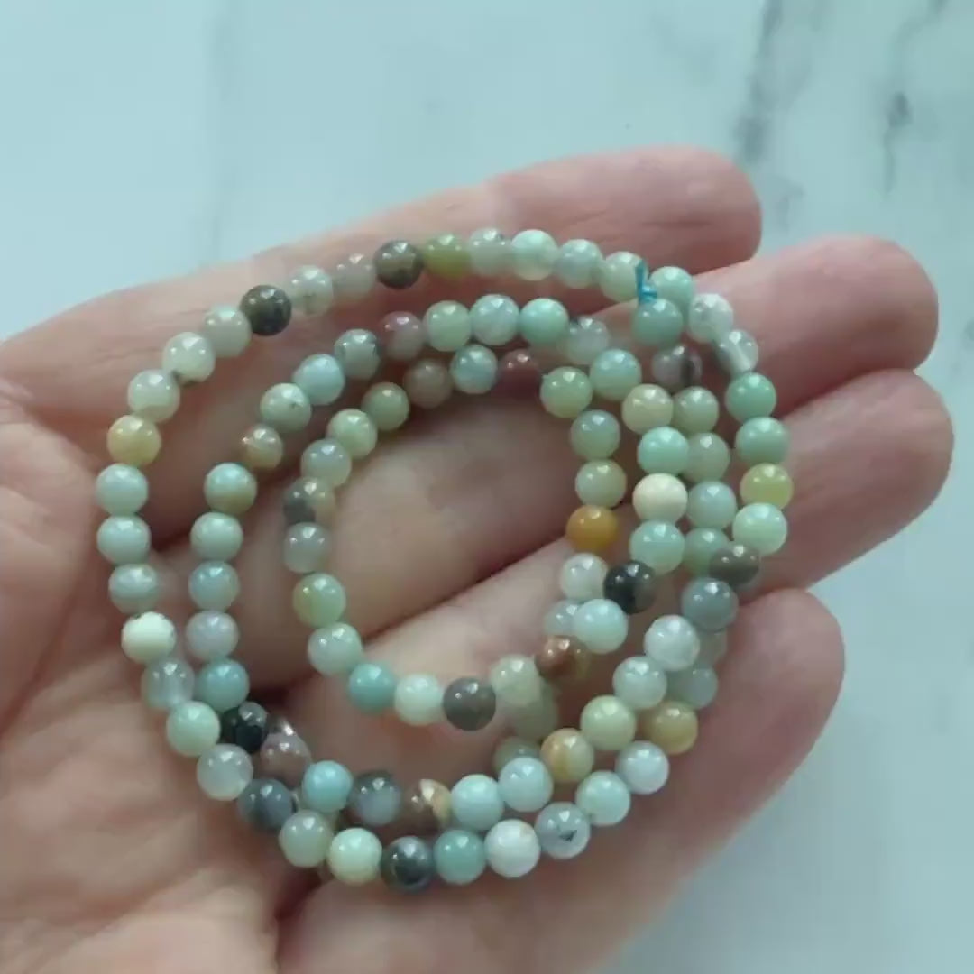 4mm Amazonite Beads Smooth Beads 15" Multi Color amazonite Genuine Gemstone Beads for Jewelry Making Beading Craft Gift Beads