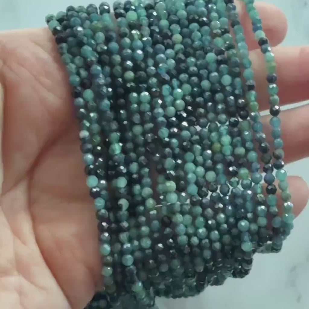 AAA 3mm Blue Tourmaline Faceted Beads 15" Indicolite Sparkly Gemstone Beads for Jewelry Making Beading Gift October Birthstone