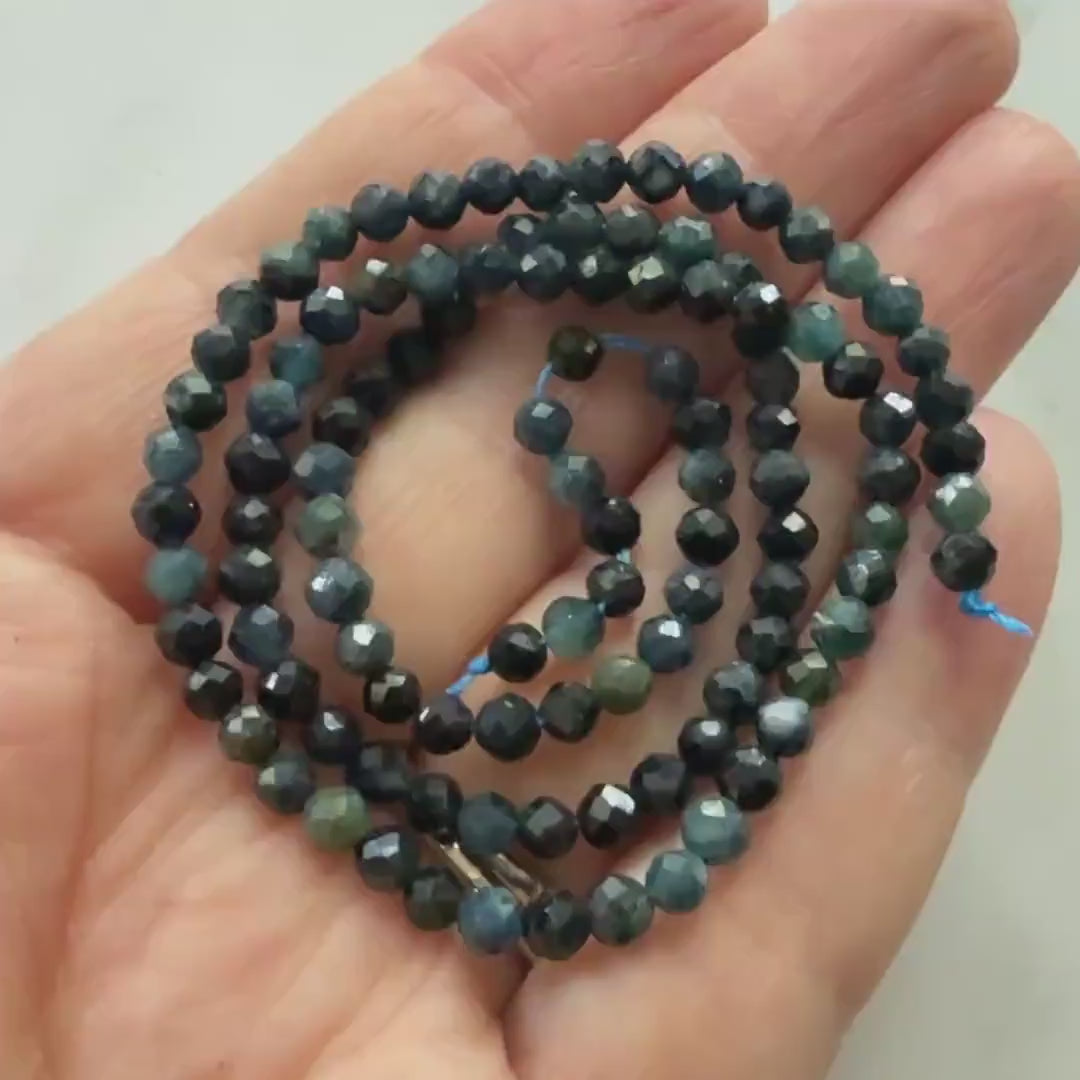 4mm Blue Tourmaline Faceted Beads 15" Indicolite Sparkly Gemstone Beads for Jewelry Making Beading Gift October Birthstone