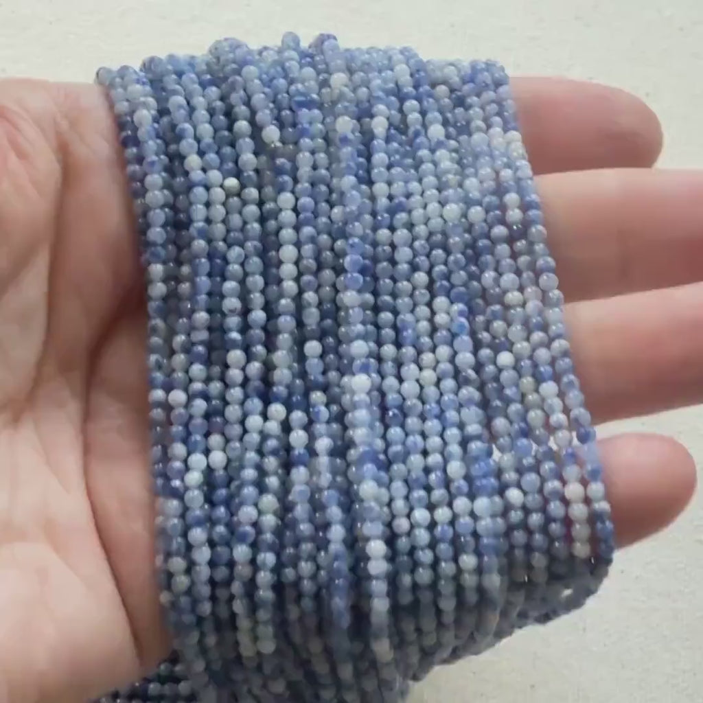 2mm Sodalite Smooth Beads 15" Blue Sodalite Genuine Gemstone Beads for Jewelry Making Beading Craft Gift Beads