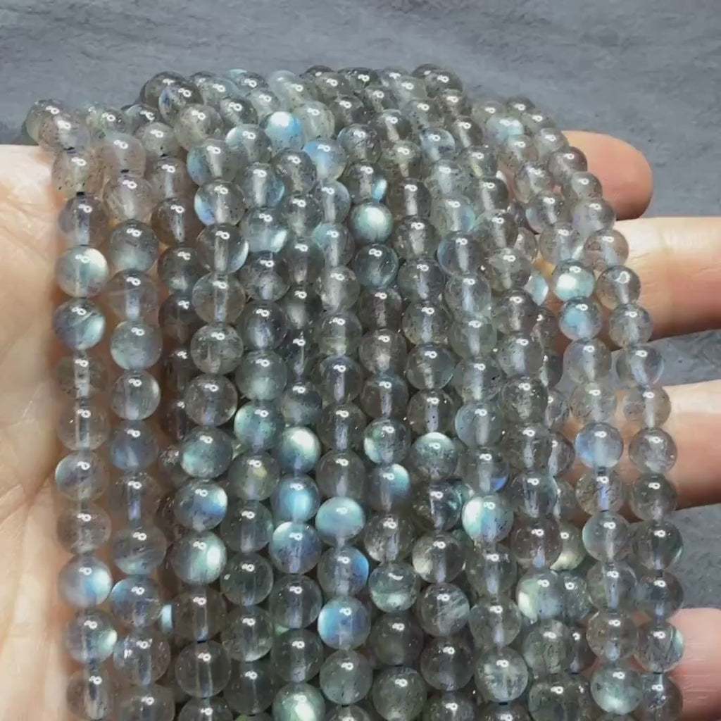 6mm AAA Labradorite Smooth Beads Genuine Blue Flash Beads 15" Gemstone Beads for DIY Jewelry Making Crafter Gift