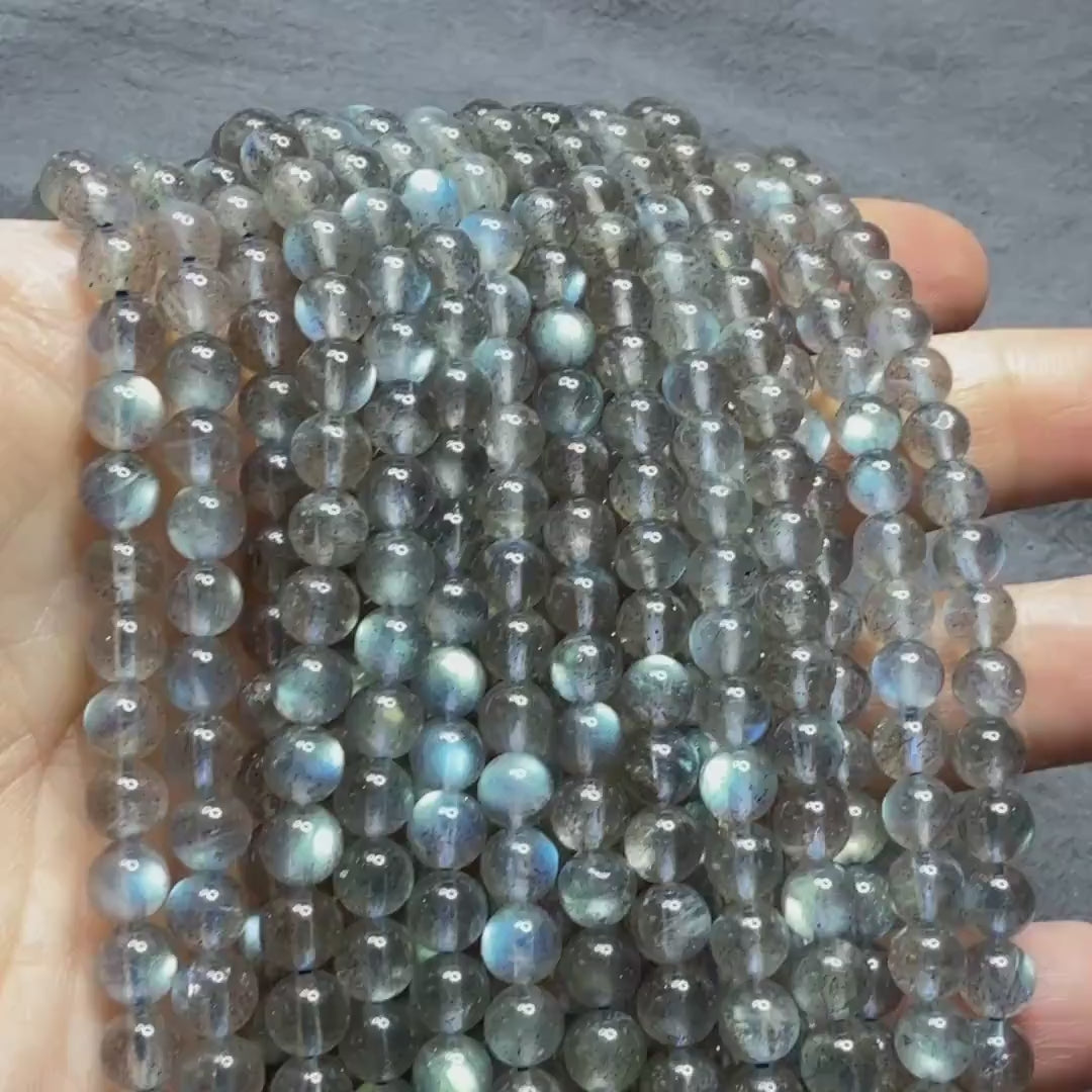 6mm AAA Labradorite Smooth Beads Genuine Blue Flash Beads 15" Gemstone Beads for DIY Jewelry Making Crafter Gift