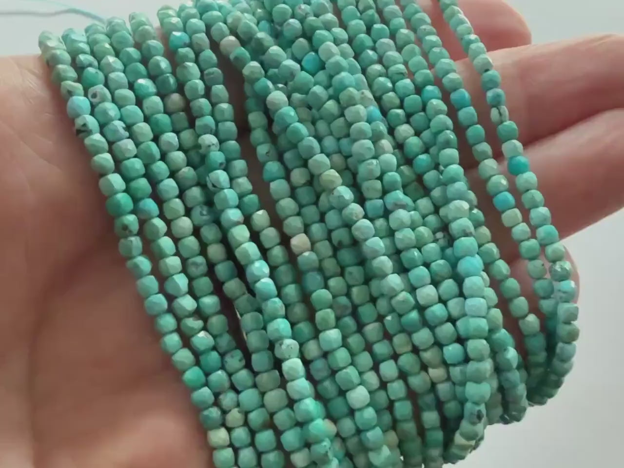 2.5mm Arizona Turquoise Cube Beads 15" Blue Turquoise Genuine Gemstone Beads for Jewelry Making Beading Craft Gift Beads