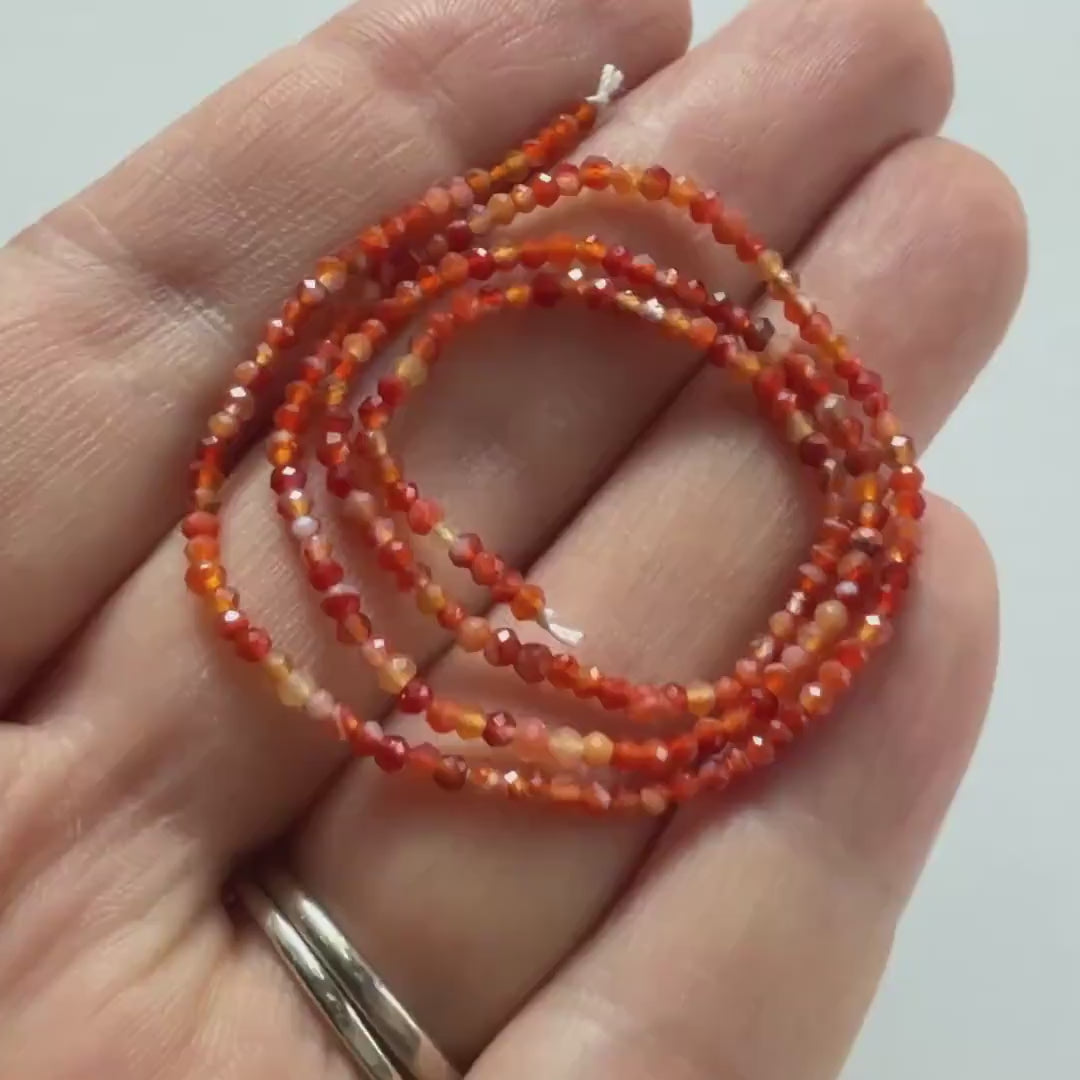 2mm Natural Orange Carnelian Faceted Beads 12.5" Genuine Gemstone Agate Beads Jewelry Making Beading Craft Gift Beads Self-Love Abundance