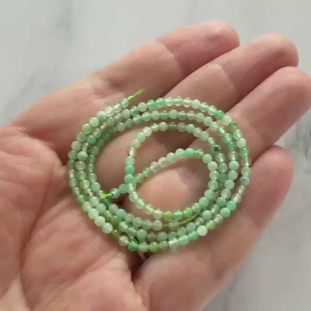 2mm Chrysoprase Smooth Beads 15" Mint Green Genuine Gemstone Beads for Jewelry Making Beading Craft Gift Beads Seed Beads