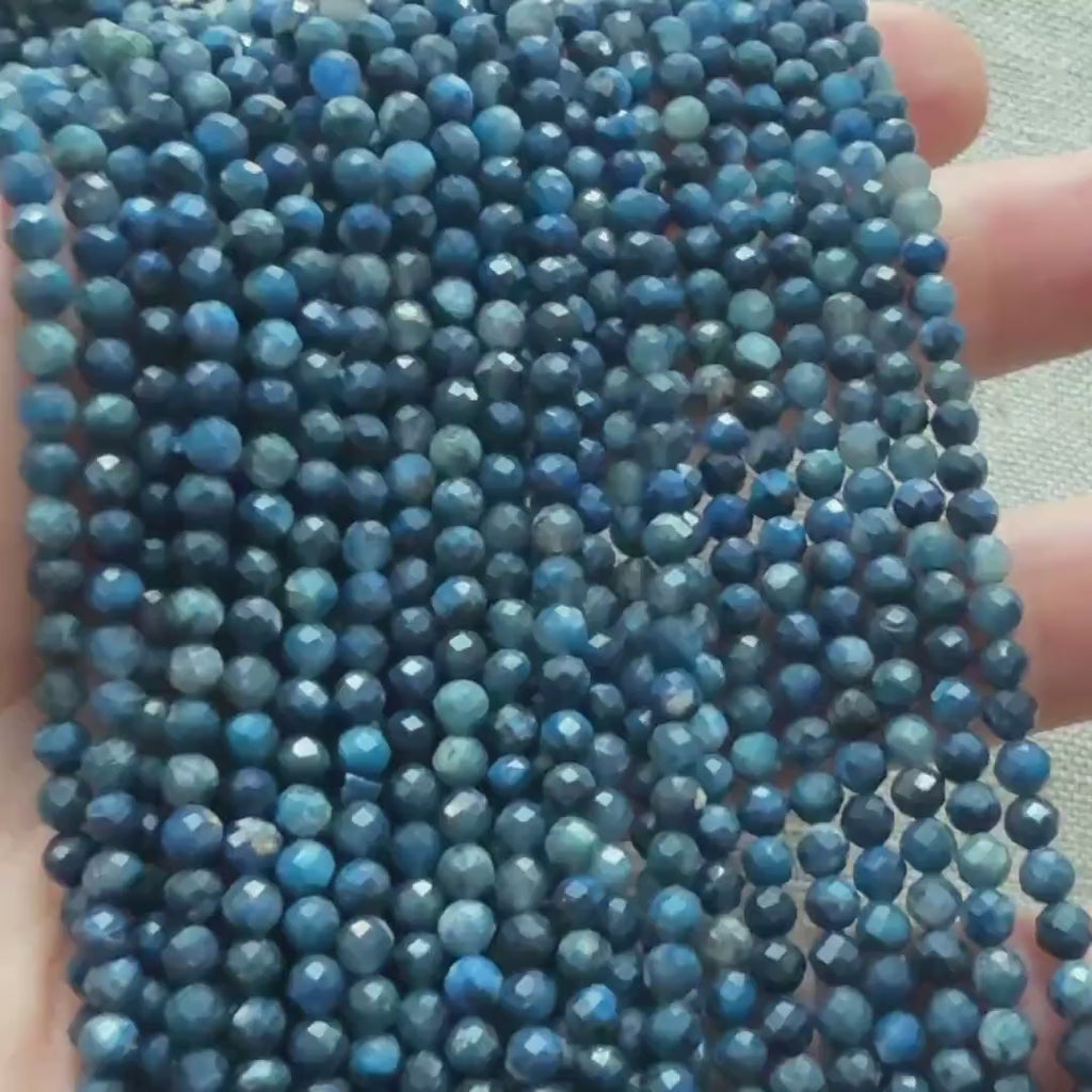 3.5mm Rare Sierber Agate Faceted Beads 15" Blue Genuine Agate Gemstone Beads for Jewelry Making Beading Craft Gift Small Beads Tiny