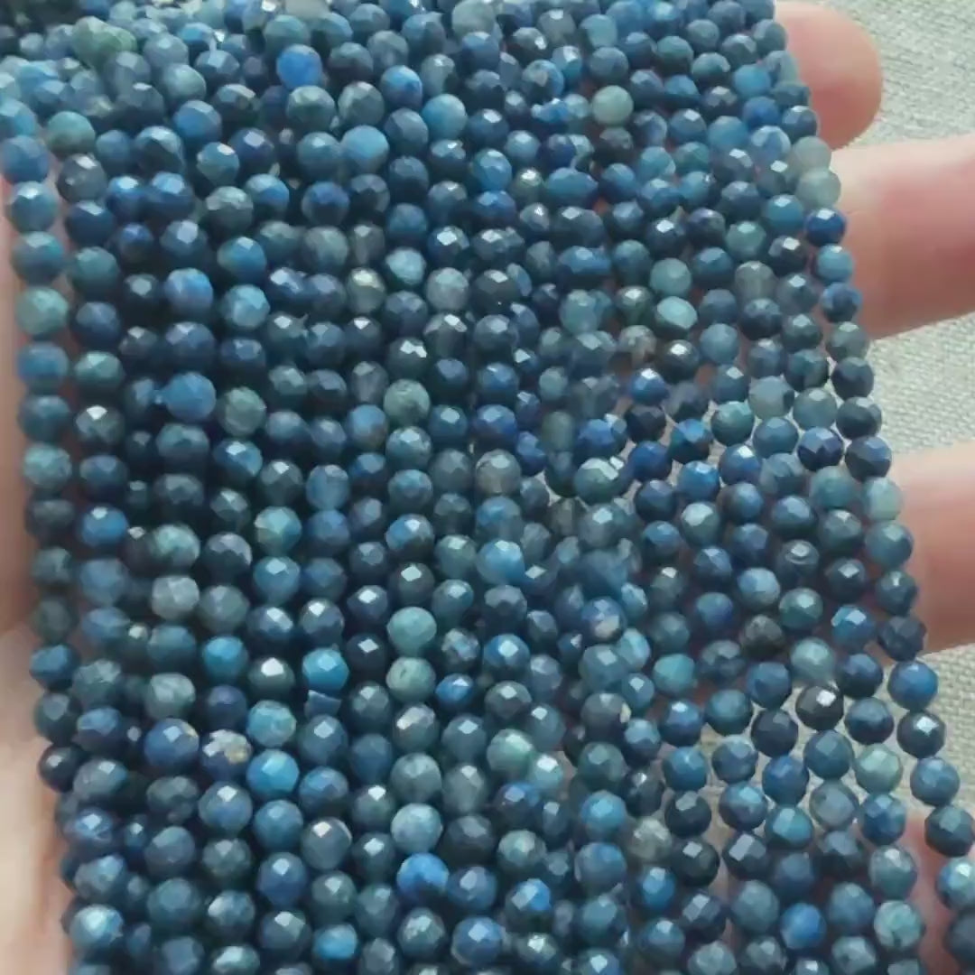 3.5mm Rare Sierber Agate Faceted Beads 15" Blue Genuine Agate Gemstone Beads for Jewelry Making Beading Craft Gift Small Beads Tiny