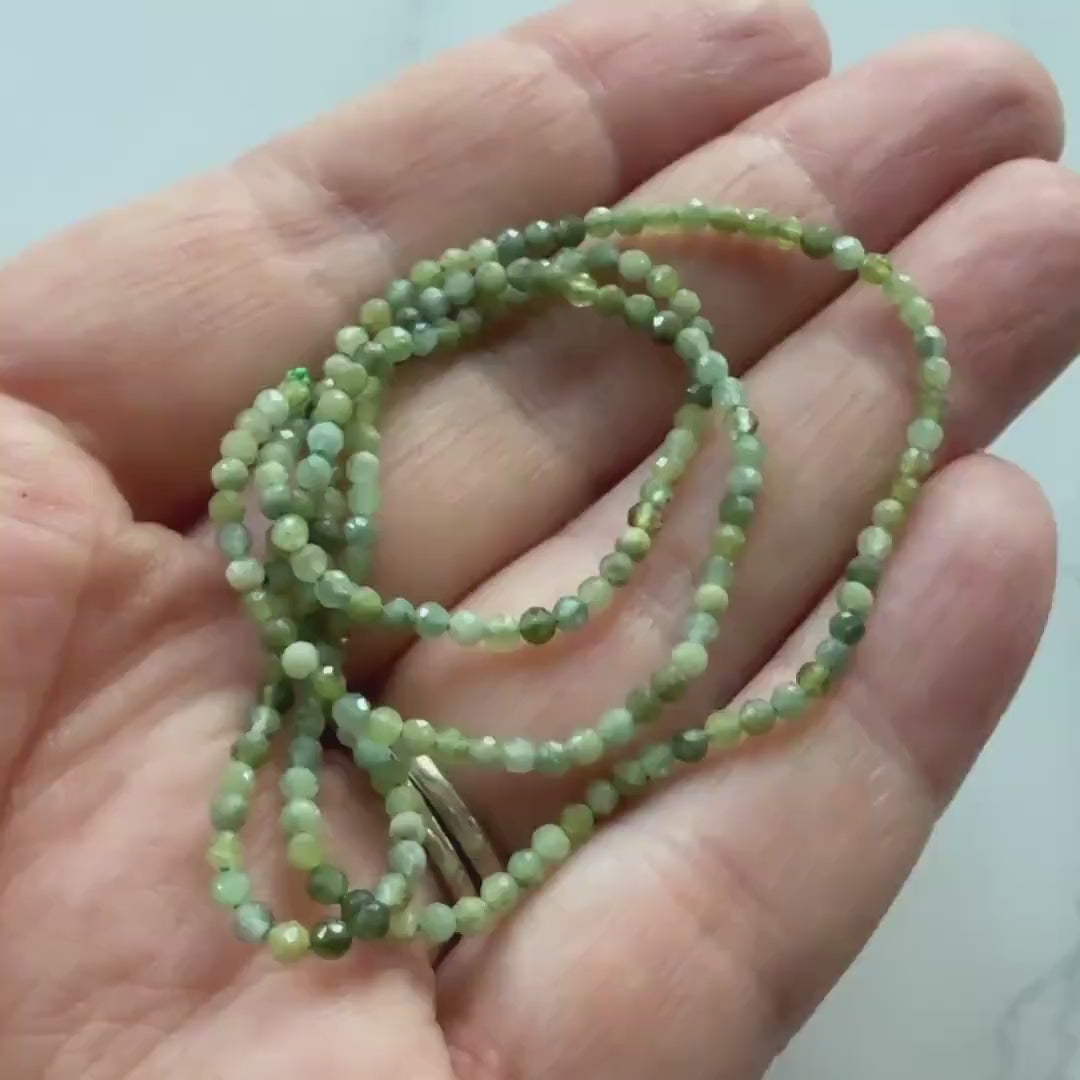2mm Green Tourmaline Micro Faceted Beads 15" Light Green Sparkly Gemstone Beads for Jewelry Making Beading Gift Crafter October Birthstone