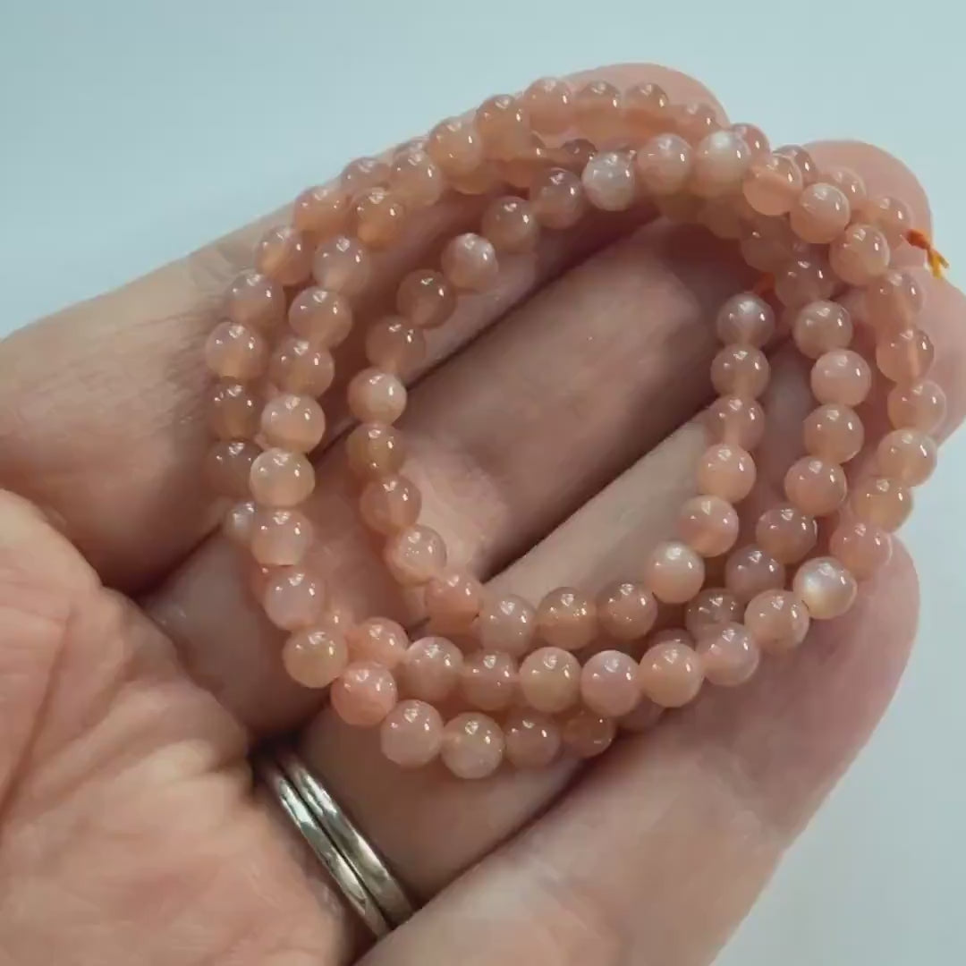 4mm AAA Peach Moonstone Smooth Beads 15" Smooth Gemstone Beads Beading Crafter Gift June Birthstone DIY Jewelry