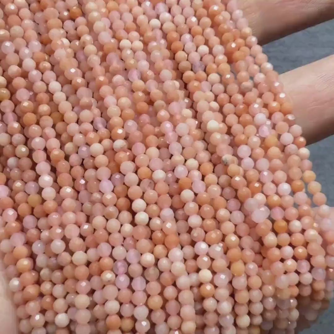 2mm Pink Aventurine Beads Micro Faceted Beads 15" Peach Natural Aventurine Gemstone Beads Beading Crafter Gift DIY jewelry