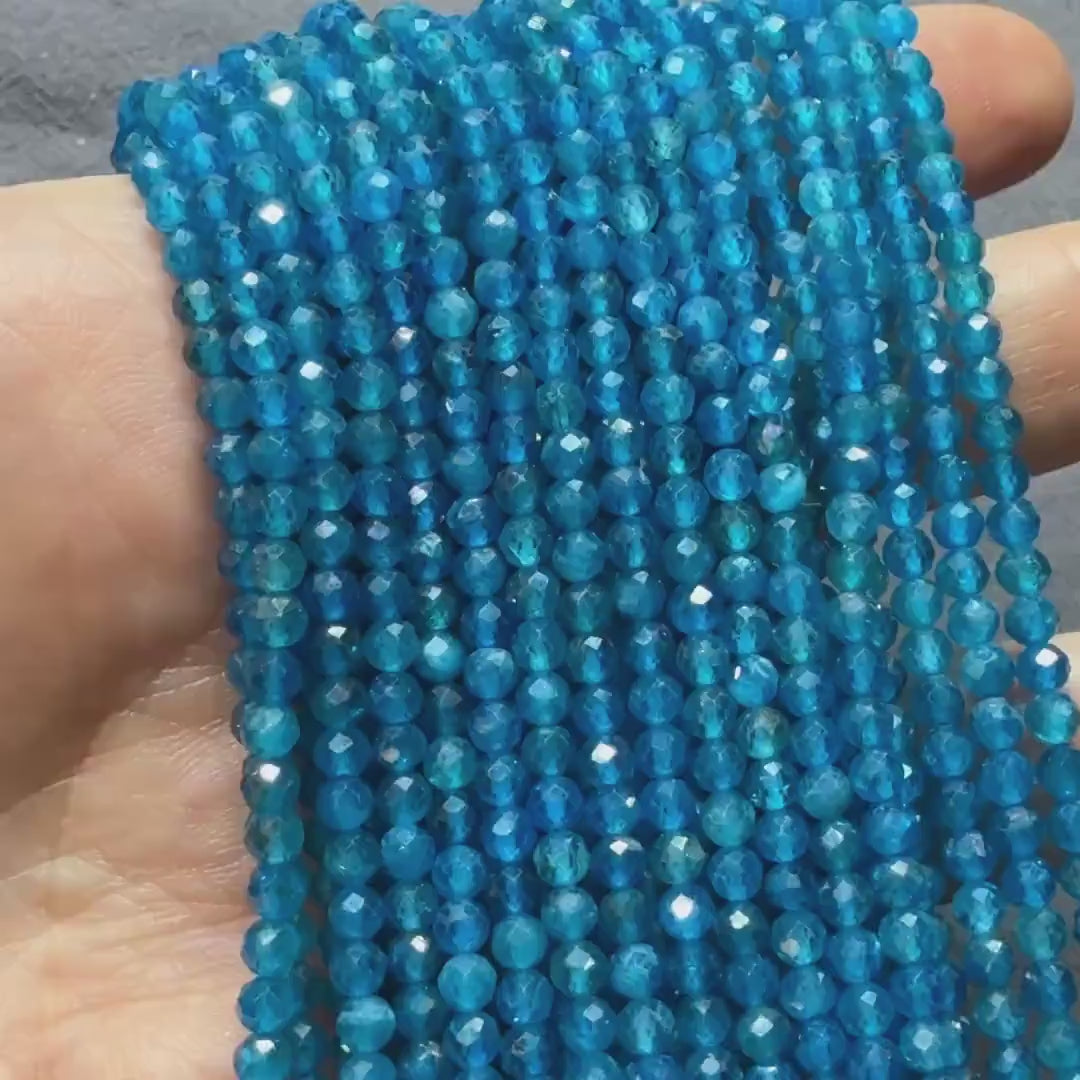 3mm Peacock Apatite Faceted Beads 15" Genuine Gemstone Beads for Jewelry Making Beading Craft Gift Beads