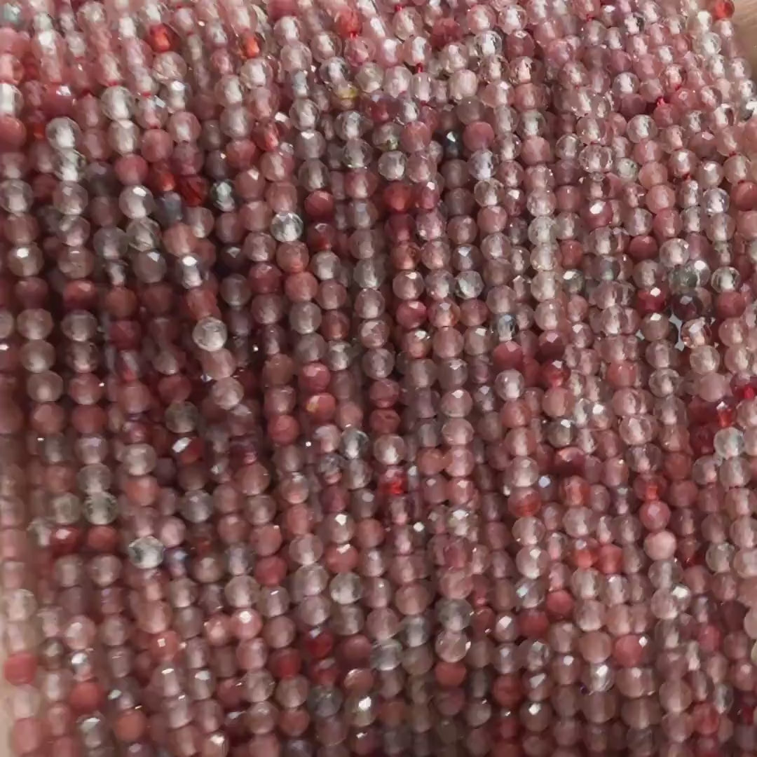 3mm Rare Andesine Faceted Beads 15" Red Genuine Sparkly Gemstone Beads for Jewelry Making Beading Craft Gift Beads Self-Love Abundance