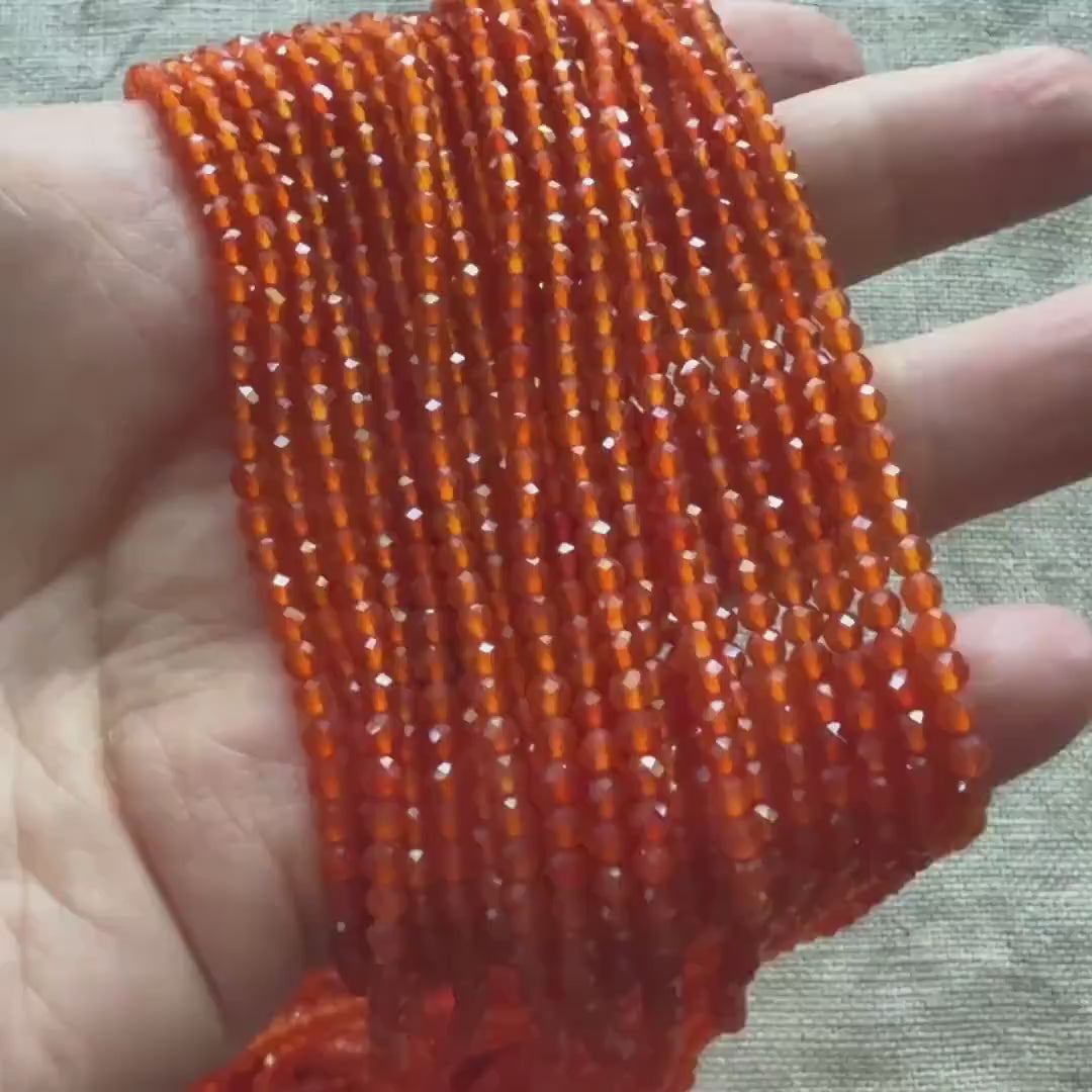 3mm Natural Orange AAA Carnelian Faceted Beads 13" Genuine Gemstone Beads for Jewelry Making Beading Craft Gift Beads Self-Love Abundance