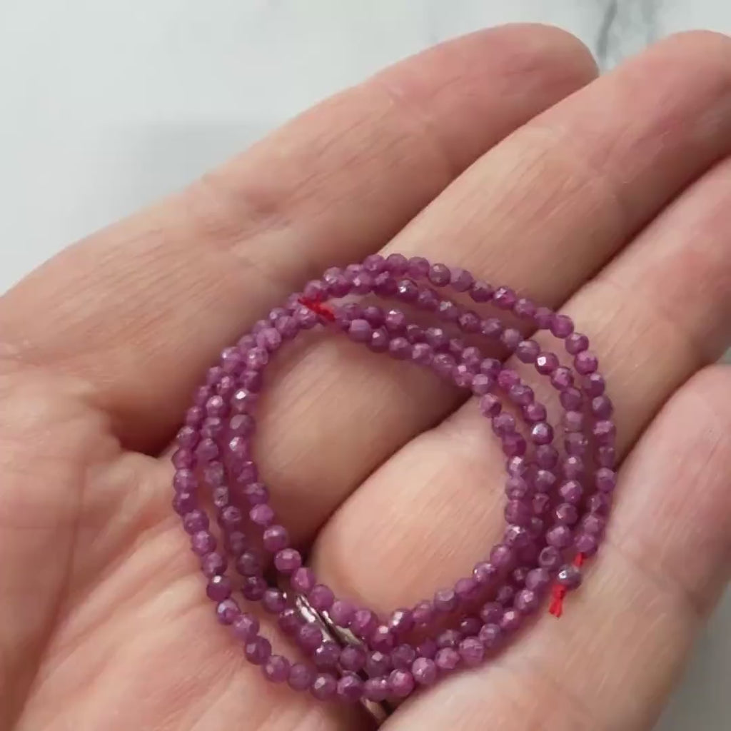 2mm AAA Ruby Beads Micro Faceted Beads 13" Natural Pink Purple Ruby Gemstone Beads Beading Crafter Gift July Birthstone DIY Jewelry