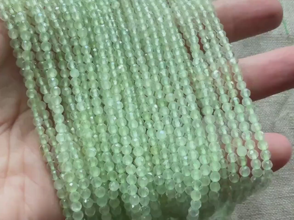 3mm AAA Prehnite Beads Micro Faceted Beads 15" Pale Green Natural Gemstone Beads Beading Crafter Gift DIY jewelry