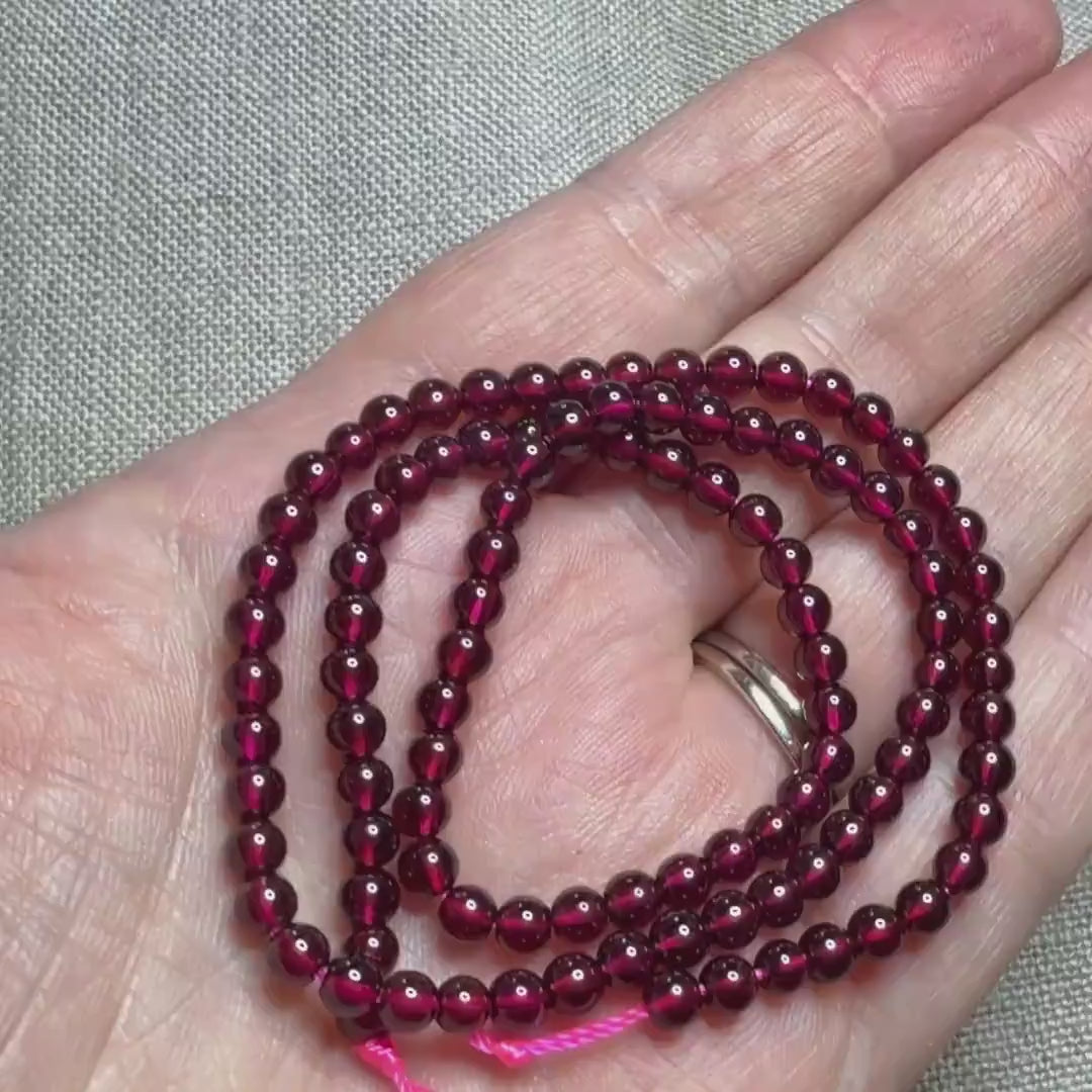 4mm AAA Pyrope Garnet Smooth Beads 15" Natural Garnet Gemstone Beads Beading Crafter Gift DIY Jewelry Making January Birthstone