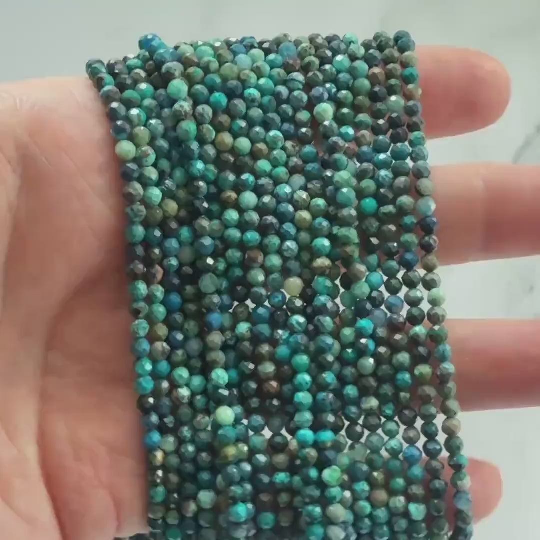 3mm Chrysocolla Beads Faceted 15" Natural Chrysocolla Genuine Gemstone Beads Blue Crystal beads Beading Crafter Gift DIY Jewelry making