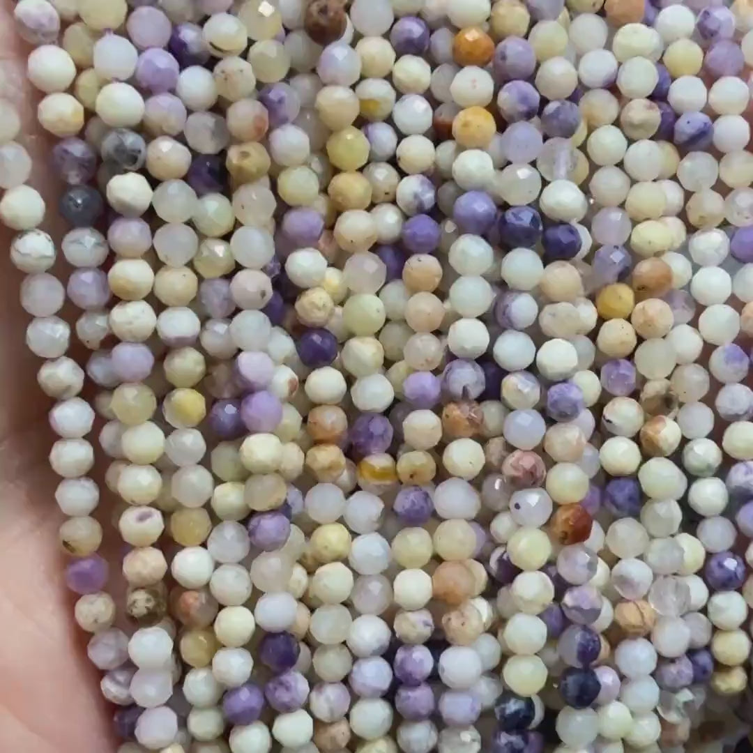 3.5mm Tiffany Stone Beads Bertrandite Micro Faceted 15" Rare Gemstone Beads Beading Crafter Gift DIY Jewelry making