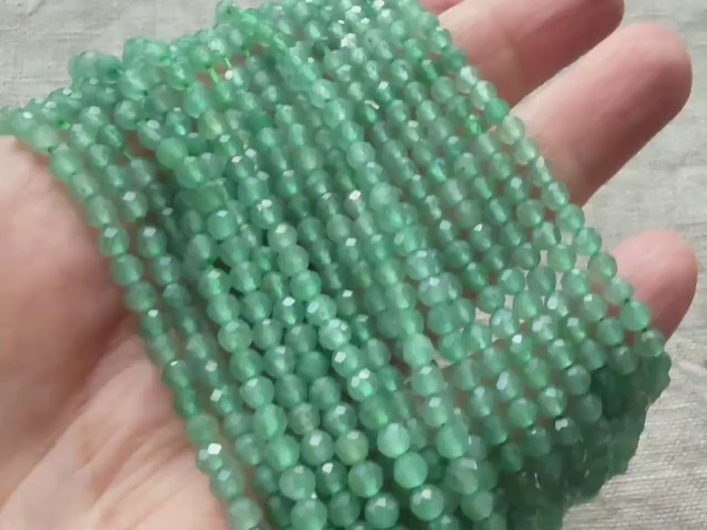 3mm 3.5mm AAA Green Aventurine Beads Micro Faceted Beads 15" Green Natural Aventurine Gemstone Beads Beading Crafter Gift DIY jewelry