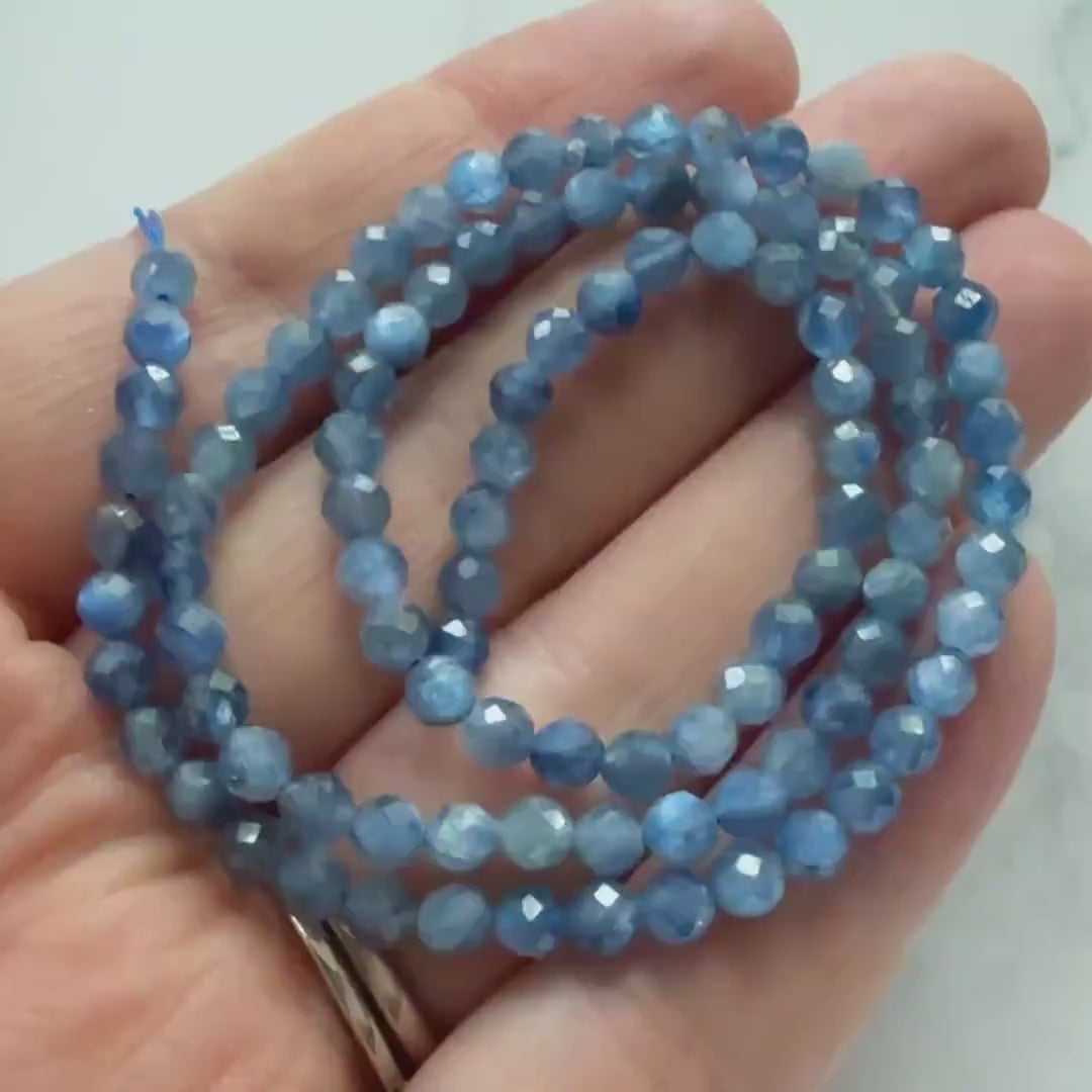 4mm Natural Blue Kyanite Beads Faceted Beads 15" AAA Kyanite Gemstone Beads Crystal Beading Crafter Gift DIY Jewelry Making