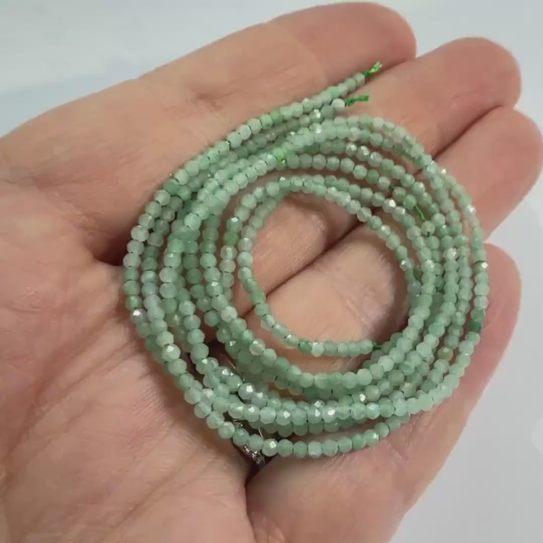 1.9mm Burma Jade Beads Faceted 15" Burma Jadeite Genuine Gemstone Beads Sparkly Natural Jade for Jewelry Making Beading Craft Gift Beads