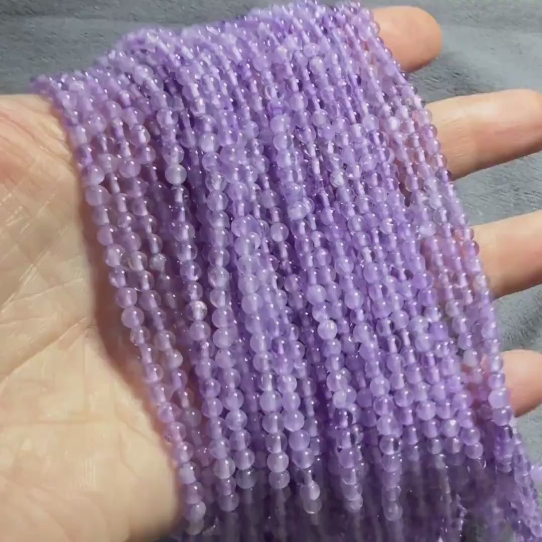 3.5mm Lilac Amethyst Beads Smooth Beads 15" Light Purple Natural Amethyst Gemstone Beads Beading Crafter Gift February Birthstone