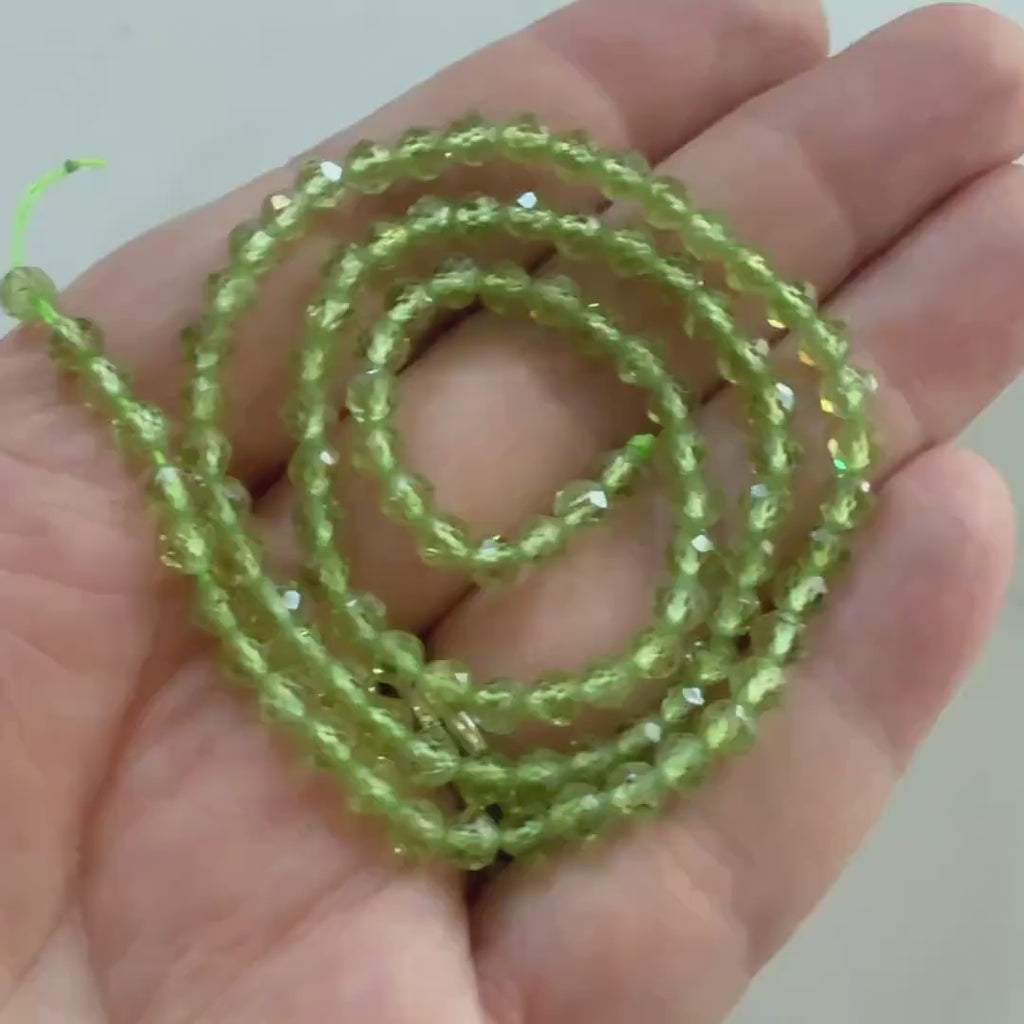 4mm AAA Peridot Beads Faceted Round 15" Transparent Green Gemstone Beads for Jewelry Making Beading Craft Gift August Birthstone Beads