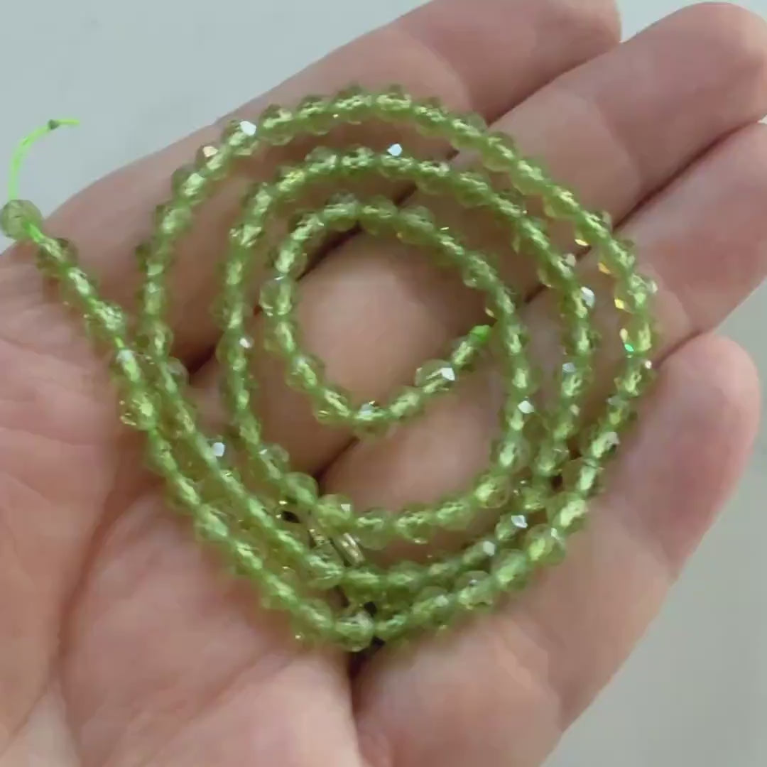 4mm AAA Peridot Beads Faceted Round 15" Transparent Green Gemstone Beads for Jewelry Making Beading Craft Gift August Birthstone Beads