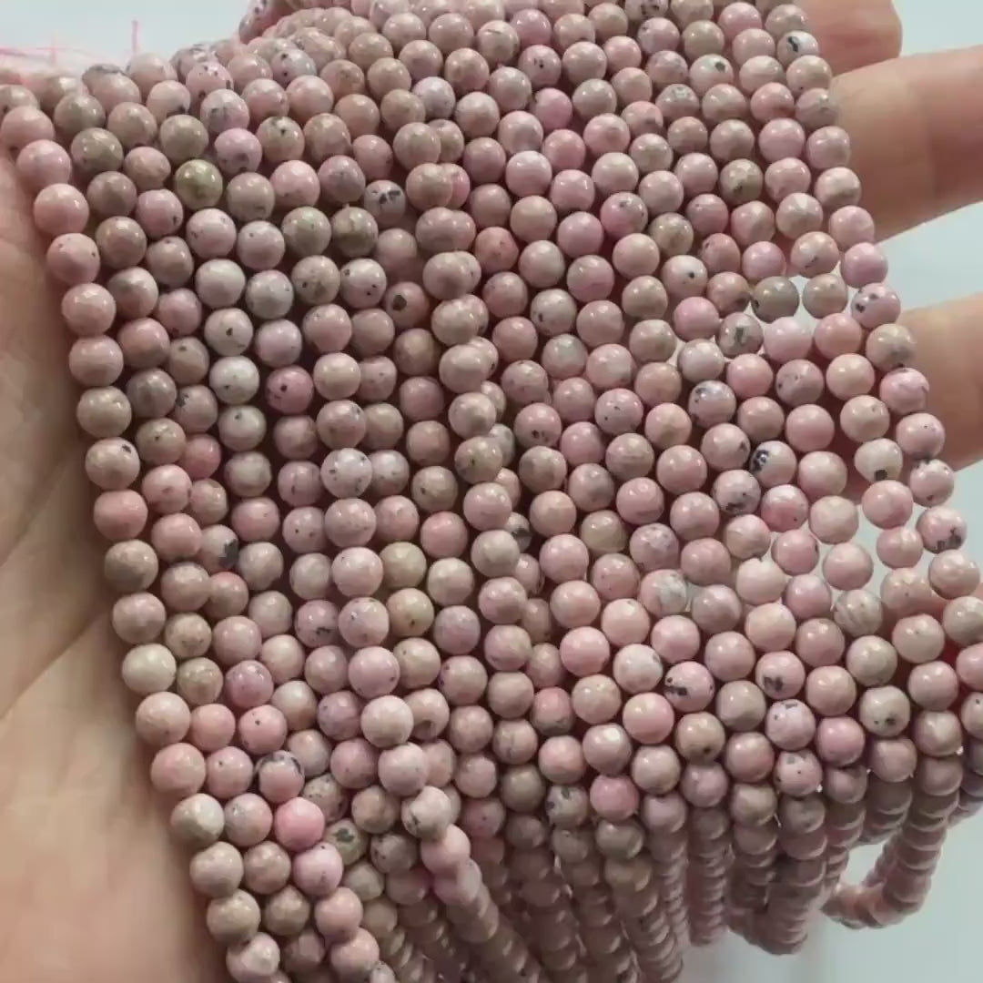 4mm Rare Peruvian Rhodonite Beads Faceted 15" Small Genuine Gemstone Beads for Jewelry Making Beading Craft Gift Beads Self-Love Abundance