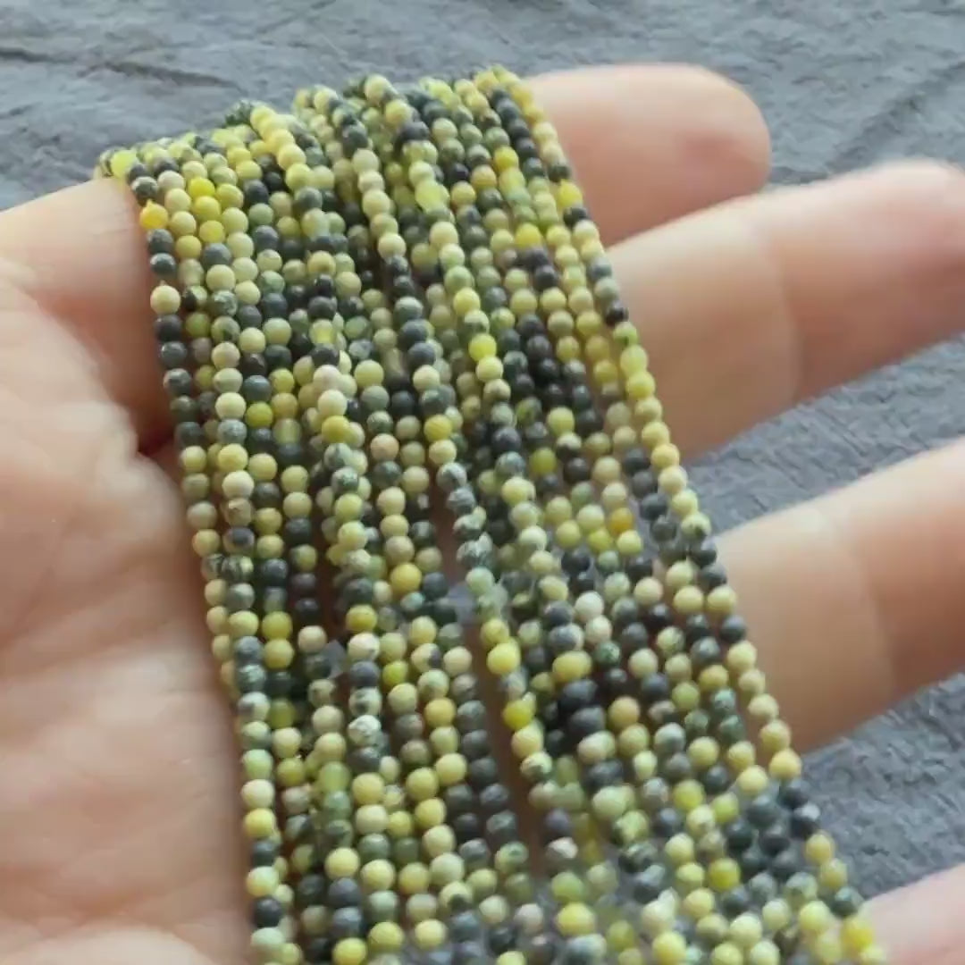 2mm Yellow Serpentine Beads Lizardite Smooth Beads 15" Yellow Genuine Gemstone Beads for Jewelry Making Beading Craft Gift