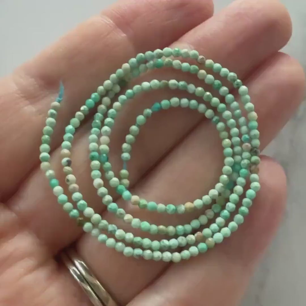 1.8mm AAA Peruvian Turquoise Faceted Beads 15" Peru Turquoise Genuine Gemstone Beads Jewelry Making Beading Craft Gift December Birthstone