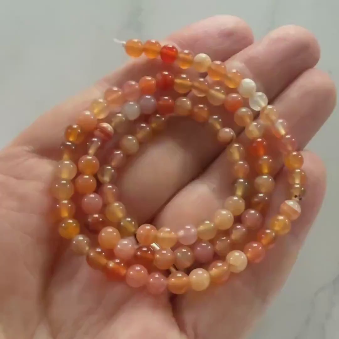 4mm Orange Botswana Agate Beads Smooth Genuine Rare Agate Beads 15" Gemstone Beads Crystal Healing for Jewelry Making Gift for crafter