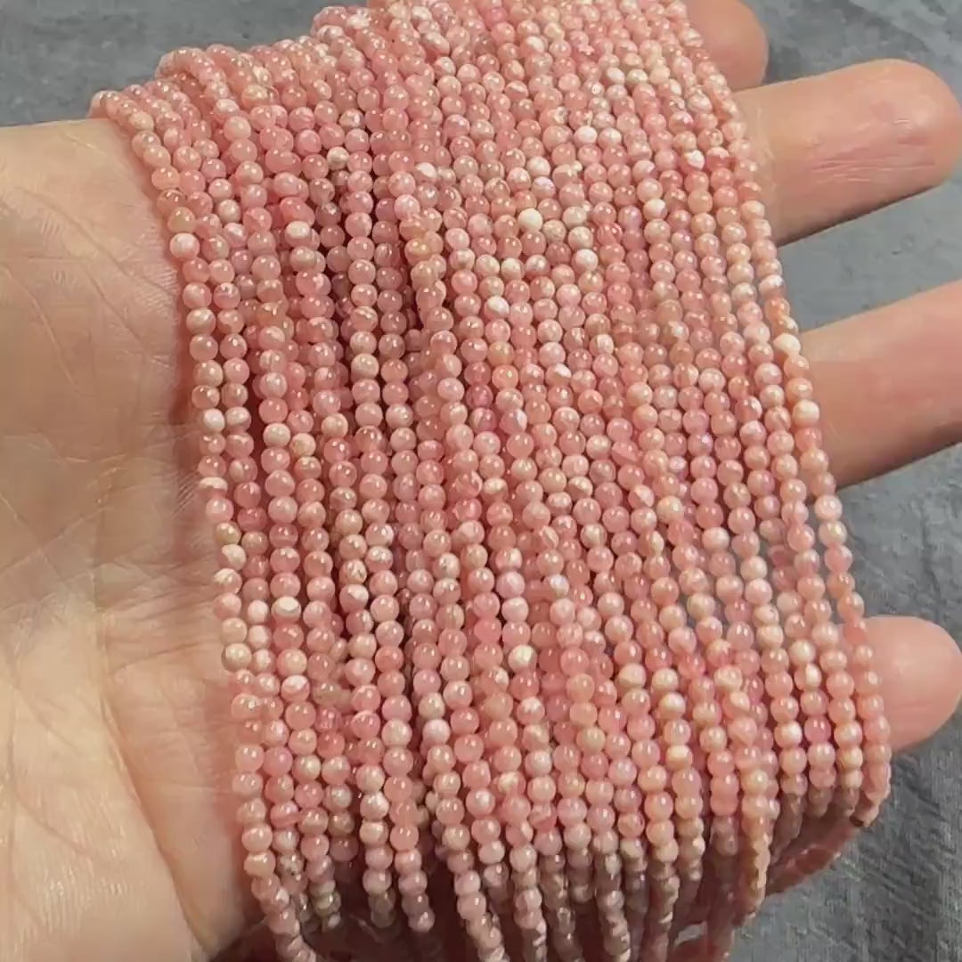 2mm Natural Rhodochrosite Smooth Beads 15" Nude Pink Genuine Gemstone Beads for Jewelry Making Beading Craft Gift Beads Self-Love Abundance